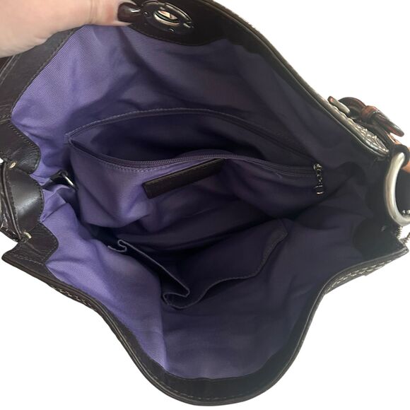 COACH Pebbled Leather Vintage Shoulder Flap Bag Brown - Picture 6 of 8